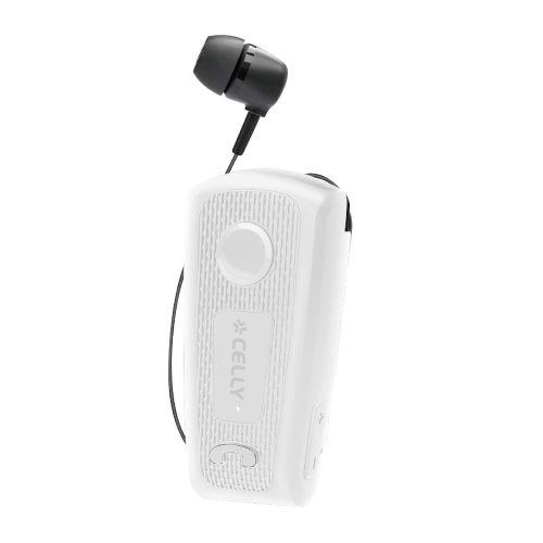 CELLY AURICOLARI MONO CON MICROFONO WIRELESS CAVO RETATTILE CONTROLLO CHIAMATE E VOLUME/MUSICA NOISE CANCELING AVVISO DI NOTIFICA CHIAMATE USB-C CAVO DI RICARICA INCLUSO BIANCO-NERO